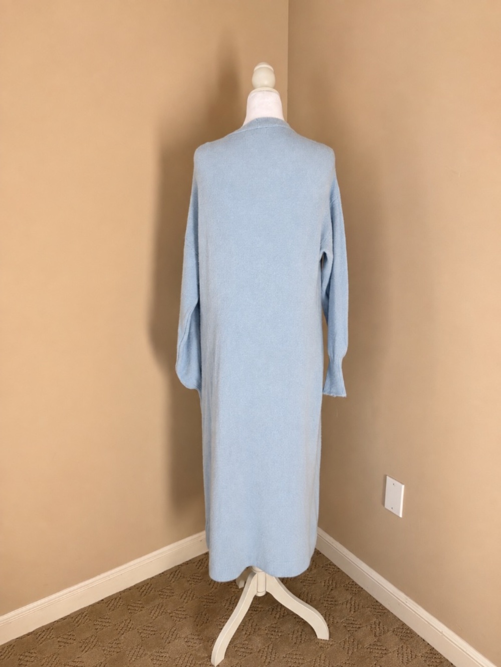 Jaki London Yasmin Alpaca Blend Long Cardigan Sweater Light Blue S/M - Picture 6 of 8